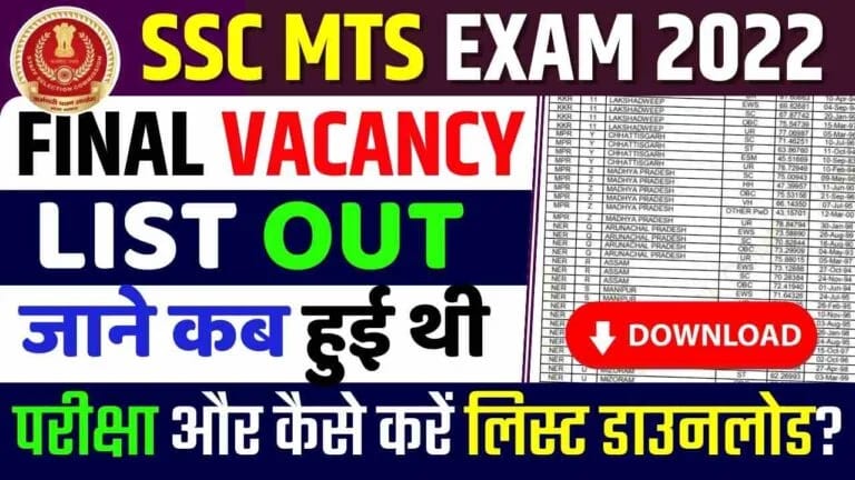 SSC MTS Exam 2022 Final Vacancy List Out